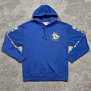 NWT Scotch & Soda Hoodie Men Medium Evening Skies Embroidery Floral Fleece Lined